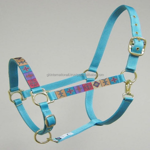 New Customized Handmade Western Design Nylon Horse Halter Fancy Colorful Nylon Webbing Embroidered Design Overlay Nylon Halter - Product Image 5