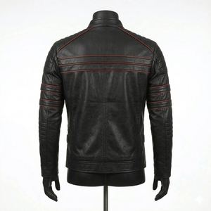 New Style <b>Jacket</b> Factory Custom Cowhide Genuine Leather <b>Jacket</b> Men's Fashion Stand Collar <b>Biker</b> <b>Jacket</b> Spring and Autumn - Product Image 3