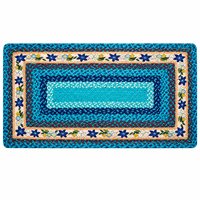 Tapis rectangulaire personnalisable 100 % jute écologique 3x5 pieds bleu turquoise, tissage plat à carreaux, bordure florale