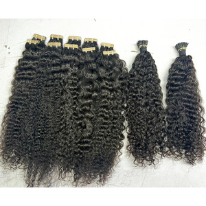 Extensiones de cabello Remy indio de alta calidad, cutícula cruda alineada, cinta doble dibujada, onda profunda suelta Ins, ONDA DE AGUA rizadora recta - Product Image 2