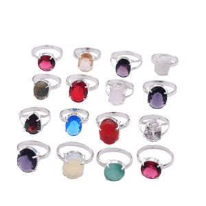 Lote de 5 a 50 Anillos de Estilo Vintage al por Mayor, Chapados en Plata 925, con Piedras Preciosas Naturales Mixtas, Joyería Cristiana Retro Unisex - Product Image 3