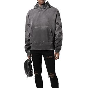 Sudaderas con Lavado Ácido de Alta Calidad y Estilo para Hombre, Nuevo Diseño con Parches de Estrellas, Sudadera con Lavado Ácido para Hombre, Sudaderas de Moda Urbana al por Mayor para Hombre - Product Image 4