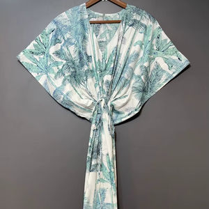 Caftán indio de algodón con estampado floral, vestido largo maxi, ropa de playa, ropa de dormir, pareo para mujer - Product Image 1