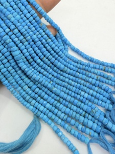 Perles Rondelles Facettées en Turquoise Bleue Naturelle, Fil de 16 Pouces, Fournitures de Fabrication de Bijoux en Pierres Précieuses, Vente en Gros - Product Image 2