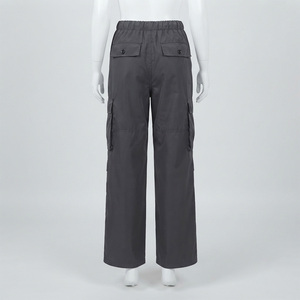 Pantalon cargo gris foncé pour femme REDDITO SPORTS, taille mi-haute, fermeture éclair, coupe droite, longueur intégrale, style utilitaire, couleur unie - Product Image 3