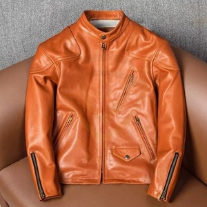 Chaqueta de Cuero Estilo Motociclista Simple para Otoño e Invierno, Chaqueta de Cuero Delgada con Solapa de Color Sólido para Hombre - Product Image 2