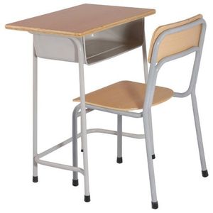 Conjunto de silla y escritorio metálicos duraderos para niños, muebles para el aula con asientos cómodos y espacio de escritorio. - Product Image 3