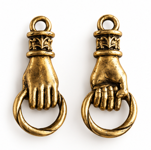 Timbre de puerta antiguo en tono dorado con anillo decorativo, herraje decorativo vintage para puerta de entrada - Product Image 2