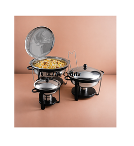 Marvelous Design Iron And Steel Serving Chafing Dish <b>Set</b> Of Two Exclusive Quality Dinnerware Food Warmer Serving Chafing Dish - Product Image 2