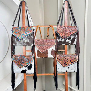 OEM ODM personnalisé vente en gros de femmes enveloppe en cuir usiné à la main sac à bandoulière à franges sacs à bandoulière en cuir de vache de créateur de haute qualité - Product Image 5