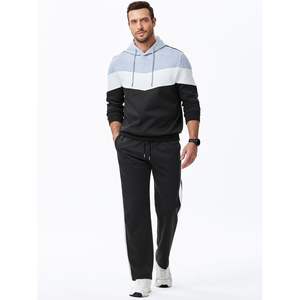Custom <b>Men's</b> Casual Stretch Track Pants Wide Leg Color Block Stripes Tapered <b>Trousers</b> with Drawstring Waist Wide Leg Sweatpants - Product Image 2