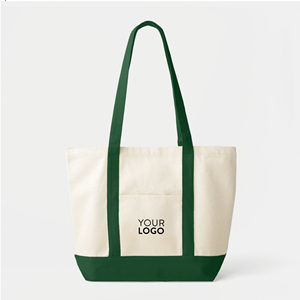 Wholesale Custom Printed Cotton <b>Canvas</b> <b>Tote</b> Bag Reusable Eco Friendly Travel Bag Navy Bottom Large Capacity Zipper Closure - Product Image 1