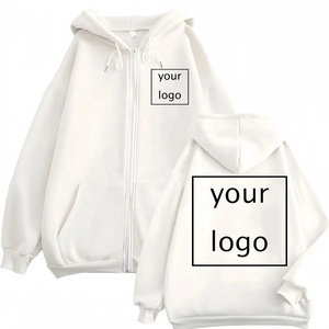 Men's Red Hooded Zip-Up Sweatshirt Oversized Casual Fleece Cotton Solid Color Front Logo Print Autumn Wear 2027 - Product Image 6
