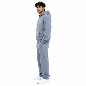 Premium Cotton Fleece Hoodies <b>Zip</b> Up <b>Hooded</b> Tracksuit Set for Men Custom Logo Jogger Suit High Quality Sweatshirt Wholesale OEM - Product Image 4