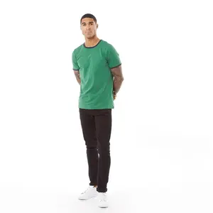 Mens Ringer T-Shirt Posy Green/Navy men's round neck long sleeve t-shirt men's t-shirts Breathable 100% cotton