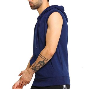 Sudadera con Capucha sin Mangas para Hombre, Color Sólido, Algodón French Terry, Informal, con Bolsillo, Corte Regular, para Otoño - Product Image 4