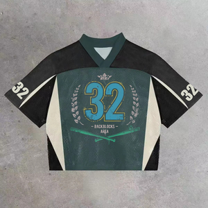 Retro Plus Size Boxy Fit Drop Shoulder Cotton Polyester Mesh Streetwear Soccer Jersey Tshirts - Product Image 3