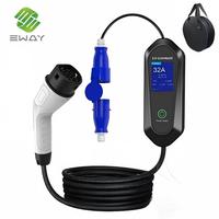 Chargeur de véhicule électrique portable OEM/ODM monophasé 32A 7KW Type 2 AC réglable avec prise CEE