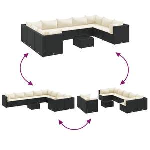 Black Cream Outdoor Garden <b>Sofa</b> <b>Set</b> Pe Rattan Waterproof Cushions Patio Furniture - Product Image 6