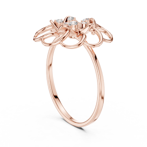 Anillos de oro macizo de 14k para mujer con diamantes de corte redondo minimalista en forma de flor, para regalo, compromiso, aniversario, boda - Product Image 6