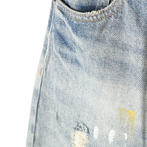 Jeans de Mezclilla de Cintura Media y Pierna Ancha con Lavado Decolorado, Ajuste Holgado, Algodón Transpirable, Ecológico, Ligero e Informal - Product Image 4