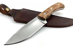 Cuchillo utilitario de acero al carbono forjado a mano con punta de gota, mango de madera natural de 21.5 cm, herramienta para cortar, funda de cuero, DIY - Product Image 3