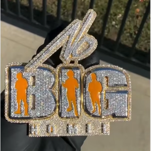 CONCEPTION Colgante de Plata 925 con Letra Personalizada, Moissanita y Esmalte, Estilo Hiphop, con Incrustaciones de Moissanita - Product Image 1