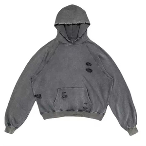 Sweat à capuche décontracté pour femme, coupe ample, effet usé, en molleton de coton doux, délavage délavé, ourlet côtelé, poche kangourou, style streetwear décontracté - Product Image 4