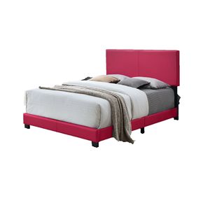 Moderno e Bellissimo Letto con Piattaforma in Tessuto PU Rosa, Struttura Imbottita per Camera da Letto, Misura Full Size - Product Image 2