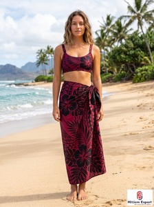 Lightweight Anti-UV Breathable Polyester Printed Twill Short Sarong Pareo Custom Manufacturing Service for Women Beachwear - Product Image 3