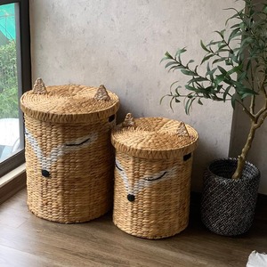 Cute Elephant Shaped Natural Water Hyacinth Storage <b>Basket</b> <b>With</b> <b>Lid</b> And Handle For Children's Toy Storage Animal <b>Basket</b> - Product Image 6