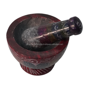 Ensemble moteur et pilon en stéatite de qualité supérieure de meilleure qualité avec sculpture à la main pour le broyeur de graines de légumineuses de médecine d'épices - Product Image 6