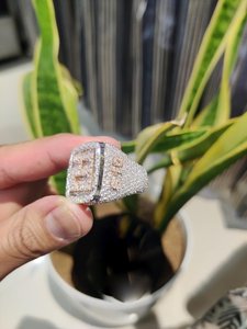 Initial <b>Ring</b> VVS Moissanite Baguette Letter <b>Ring</b> For Men Two Tone Rhodium Plated Championship <b>Ring</b> In <b>925</b> Sterling <b>Silver</b> - Product Image 2