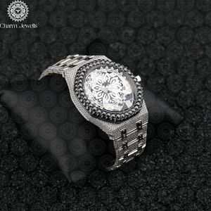 Montre ronde de luxe Charm_Jewells en acier inoxydable, analogique à quartz, pour homme, 40 mm, verre saphir, lumineuse, fermoir pliant - Product Image 2