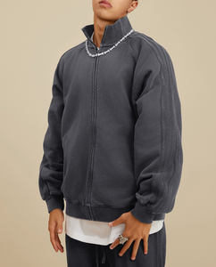 Sweat à capuche en coton French Terry épais avec finition délavée effet soleil, fabrication sur mesure, qualité supérieure, hiver, homme - Product Image 2