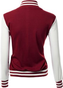 Chaqueta Varsity para Hombre y Mujer, Estilo Preppy, Roja y Blanca, con Botones en la Parte Delantera, Chaqueta de Béisbol, Ropa Casual de Otoño - Product Image 2