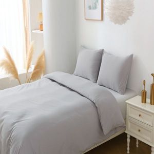 Ensemble de housse de couette de couleur unie, taille king size, 3 pièces, comprenant 1 housse de couette et 2 taies d'oreiller, couette non incluse - Product Image 2