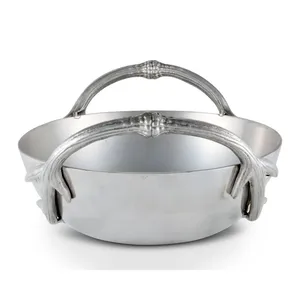 Bol en métal artisanal élégant et moderne, bol de service stylé pour salle à manger contemporaine, décoration de table, bol plaqué sûr pour la maison - Product Image 4