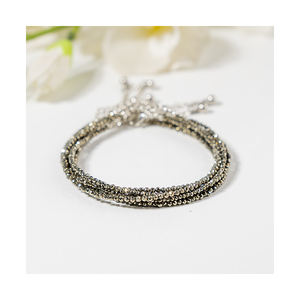 Joyería de Moda de Lujo, Tobillera Ajustable de Cristal de Pirita Facetada de 2 mm, Ligera, Versátil y de Alta Calidad - Product Image 1