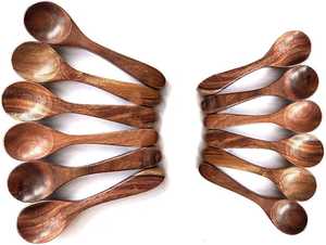 Cucharas de Madera de Diseño Clásico, Mango Corto, Ecológicas, Duraderas, Capacidad de 10 ml, Tazón Redondo para Uso en la Cocina - Product Image 3