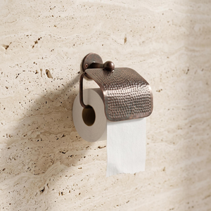 Porte-papier toilette mural en cuivre martelé de qualité supérieure, construction durable, design peu encombrant, finition antique - Product Image 5