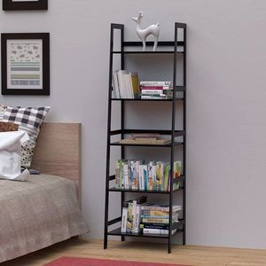 Libreria in Bambù a 5 Ripiani WTZ, Scaffale Moderno Aperto Nero BC 238 per Camera da Letto, Soggiorno, Ufficio - Product Image 6