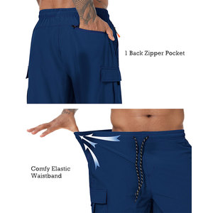 Shorts cargo 100 % polyester à séchage rapide pour hommes, avec doublure de haute qualité, en maille, pour la plage, le sport et la course en extérieur, modèle basique - Product Image 3