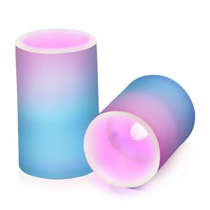 Velas LED sin Llama con Efecto de Llama Parpadeante en Azul Degradado, Juego de 2 Piezas con Control Remoto y Temporizador, Funcionan con Pilas, para Iluminación de Fiestas - Product Image 2
