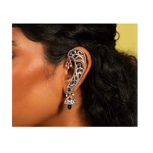 OM Fashion Studio Plata alemana Aspecto tradicional Perlas colgantes Suministro a granel Listo Exportación Navaratri Pendientes oxidados especiales - Product Image 6