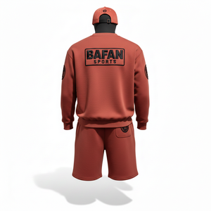 Ensemble sweat-shirt et short en molleton de coton premium pour homme, tissu brossé, logo en silicone, coupe ajustée, personnalisable - Product Image 2