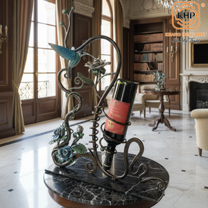 Wrought <b>Iron</b> Wine Rack Decor 100% Handcrafted Flower And Leaf Decorative Single Bottle Holder Luxury Home Ornament From Vietnam - Product Image 1