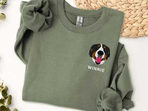 <b>Custom</b> Embroidered <b>Pet</b> <b>Portrait</b> Crewneck Sweatshirt Personalized Dog Face Pullover Gift for Dog Lovers Wholesale - Product Image 5