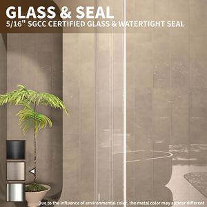 Senza cornice 58-60 pollici. L X 76 Pollici Porta scorrevole per doccia H in vetro temperato trasparente da 5/16 pollici con finitura nichel spazzolato - Product Image 4