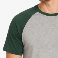 Premium Raglan Mouw Heren T-Shirt Custom Logo Bosgroen Grijs Tweekleurig Contrast Activewear Blank Casual T-Shirt